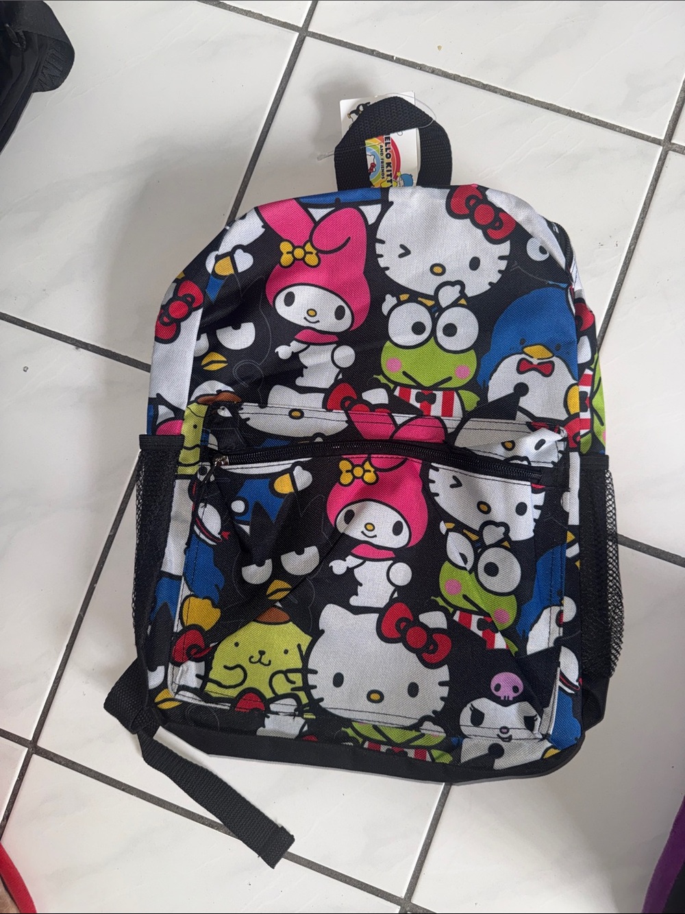 Hello Kitty Rainbow Friends Backpack - Black with Multicolor Accents